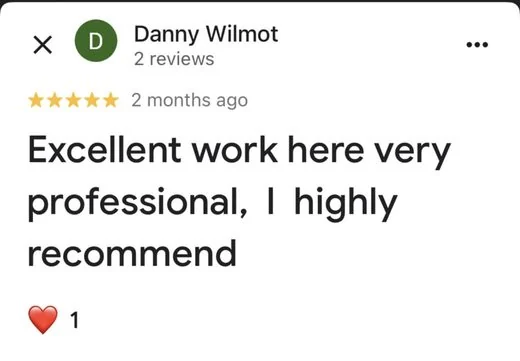 5-star Google review by Danny W.: excellent work, very professional, highly recommended