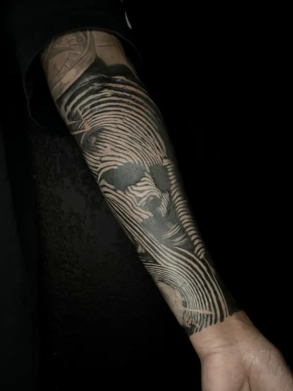 Black and grey forearm cover-up sleeve by Gwen, Pattaya