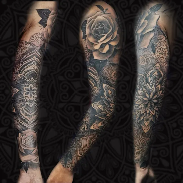 Mandala and geometric tattoo by Gwen — Pattaya tattoo studio, photo 11