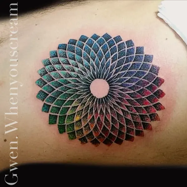 Mandala and geometric tattoo by Gwen — Pattaya tattoo studio, photo 5