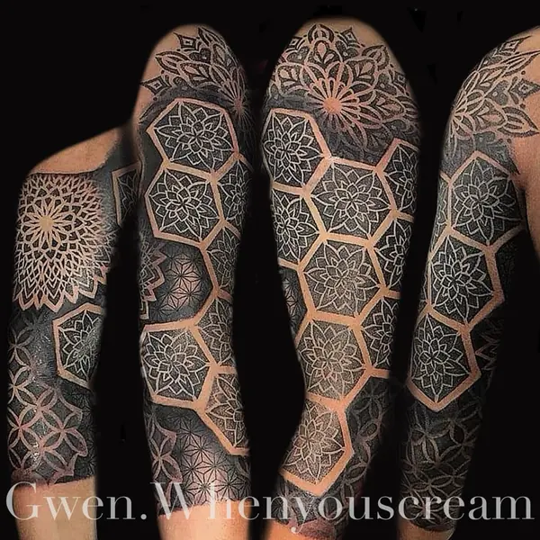 Mandala and geometric tattoo by Gwen — Pattaya tattoo studio, photo 6