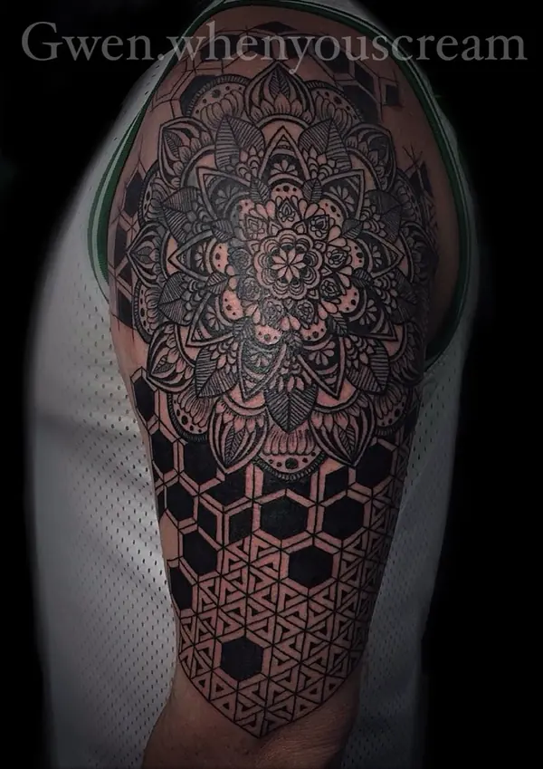 Mandala and geometric tattoo by Gwen — Pattaya tattoo studio, photo 13
